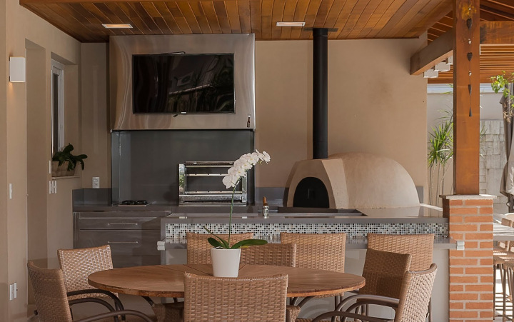 Projeto - Residencial - Dom Pedro RV - Arquitetura e Interiores - Varanda, Bar, Churrasqueira e Forno