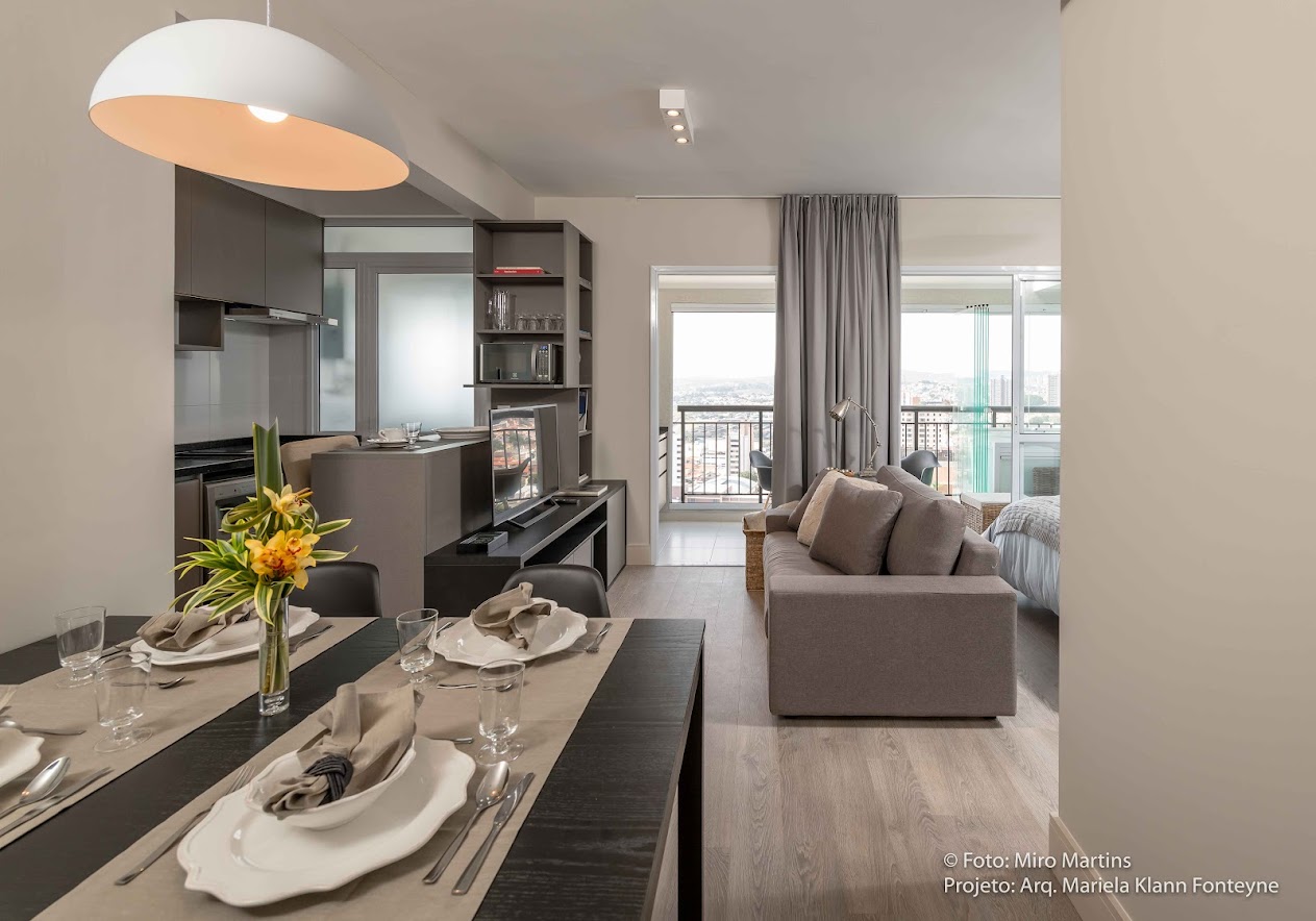 Projeto - Residencial - Studio Jundiaí Cinza- Interiores - Cozinha, Estar e TV A