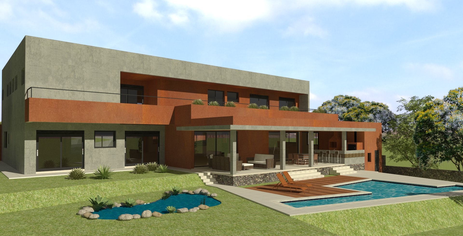 Projeto - Residencial - Pedra Alta - Arquitetura - Vista Fundos 1